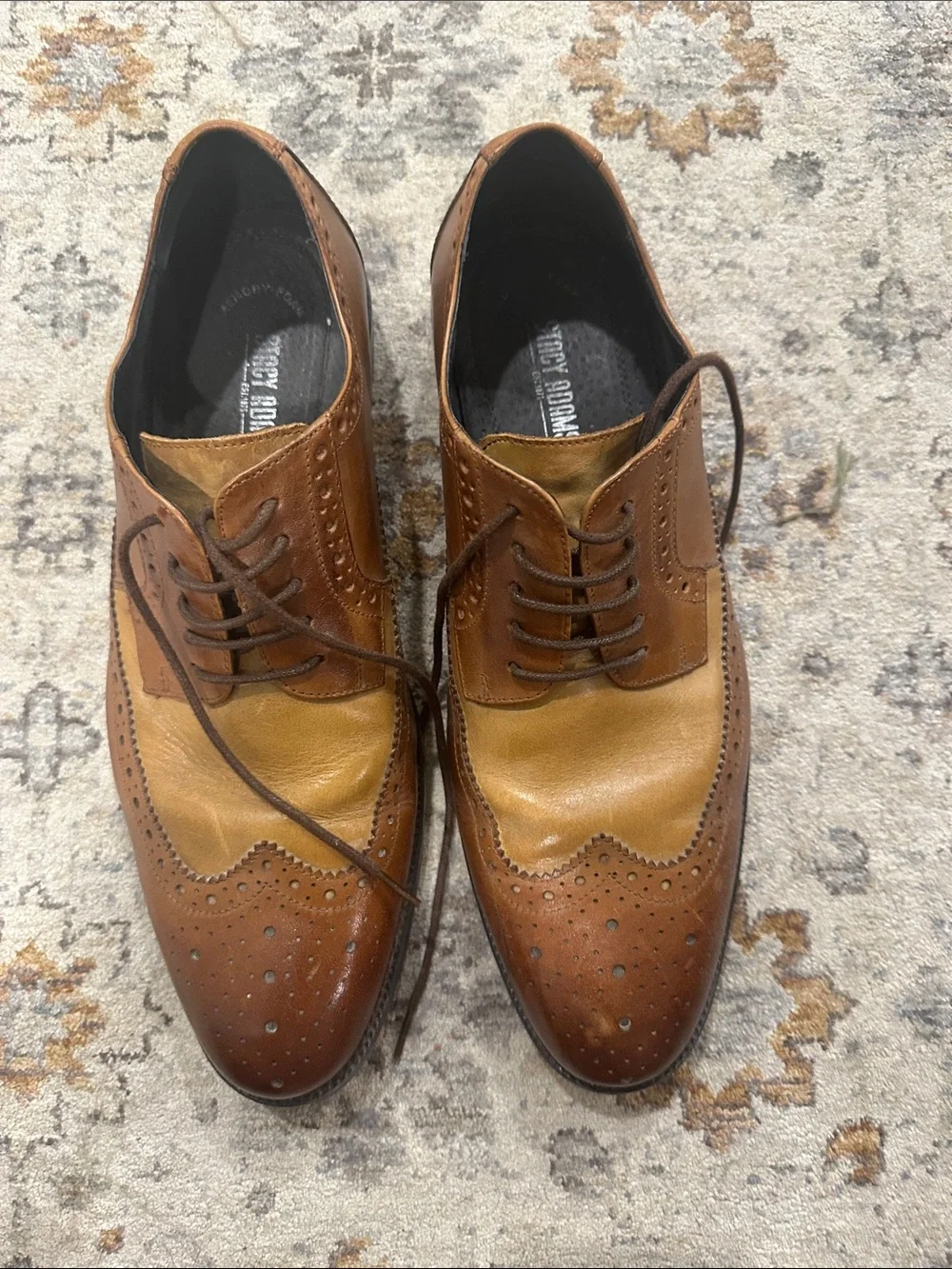 Stacy Adams Two-Tone Brown Tan Wingtip Oxfords